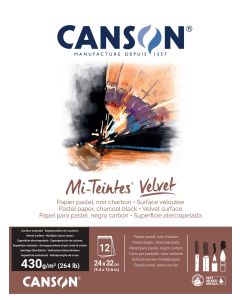 Canson Mi-Teintes Velvet 430g 24x32cm 12L musta, samettipintainen lehtiö