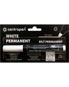 Centropen White Permanent Marker 5,0-2,5mm blister, pyöreäkärki valonkestävä 8586 happovapaa