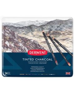 Derwent Tinted Charcoal 24 lajitelma, Sävytetyt Hiilikynät