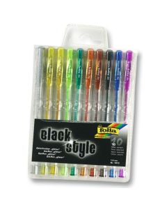 FOLIA Geelikynät Black style 10 väriä Glitter