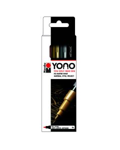 Marabu YONO Marker set Metal 4 x 0,5-1,5mm, Black, rose gold, gold, silver