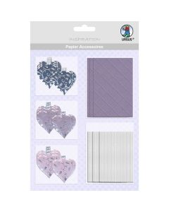 P. URSUS Paperikoristeet, hopealilat sydämet 36kpl