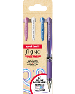 UNI Signo geelikynä 4 kpl BROAD UM-153 pinkki valkoinen sininen lila