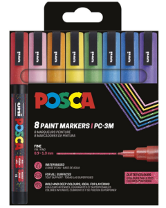 UNI POSCA Marker 8 kpl PC-3ML 0,9-1,3mm sparkling