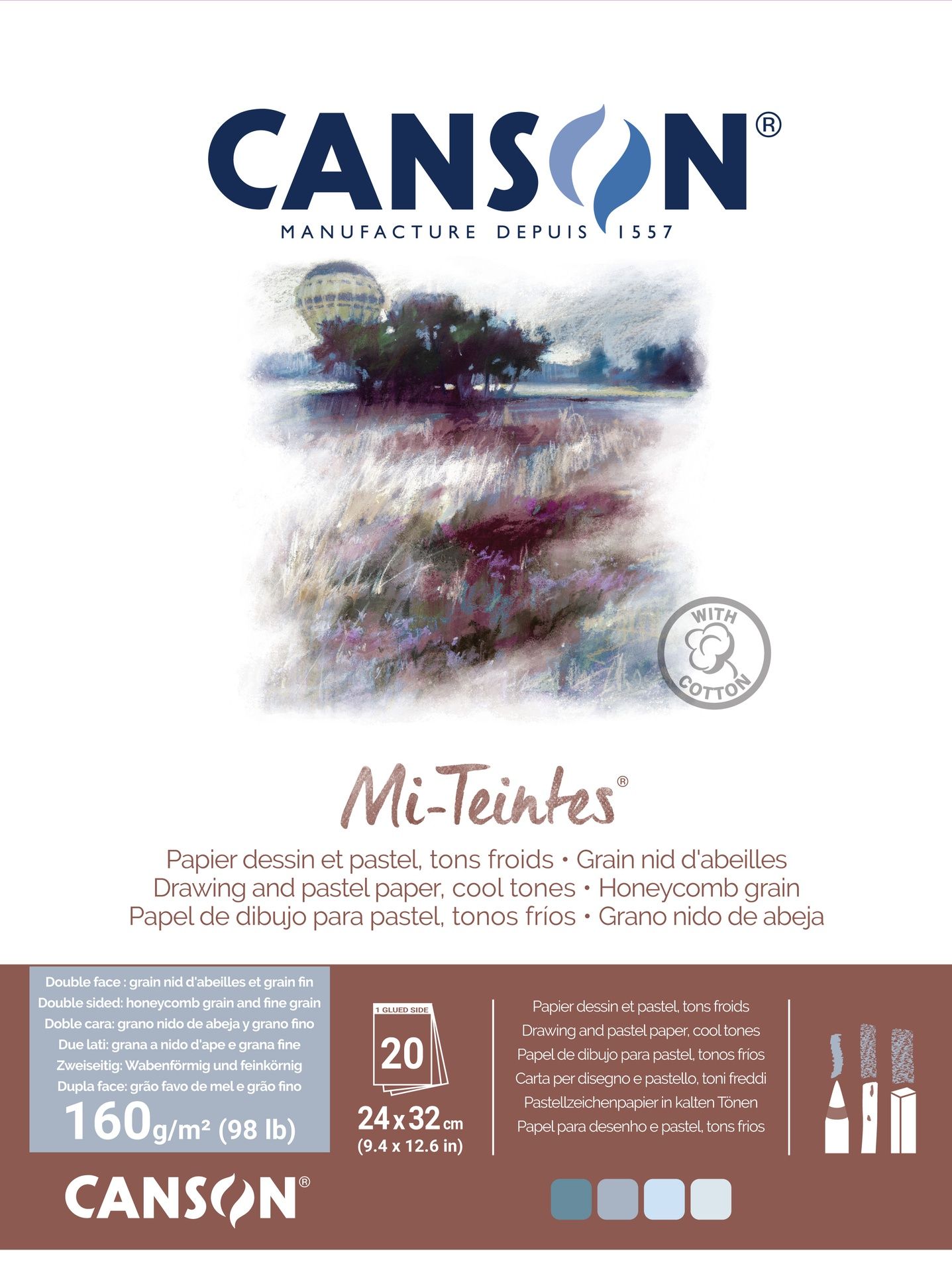 T Canson Mi-Teintes 24x32 cm 160G BLE GRI Pad 20 S