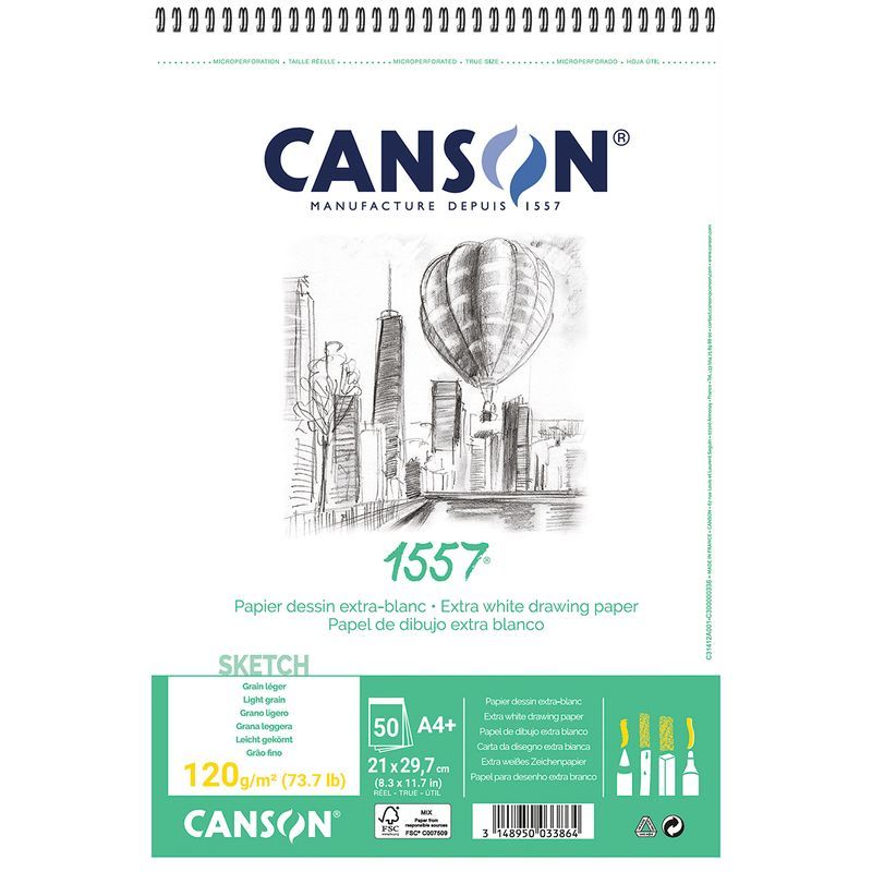 Canson 1557 120g A4 Kierre (50) luonnoslehtiö, luonnoslehtiö