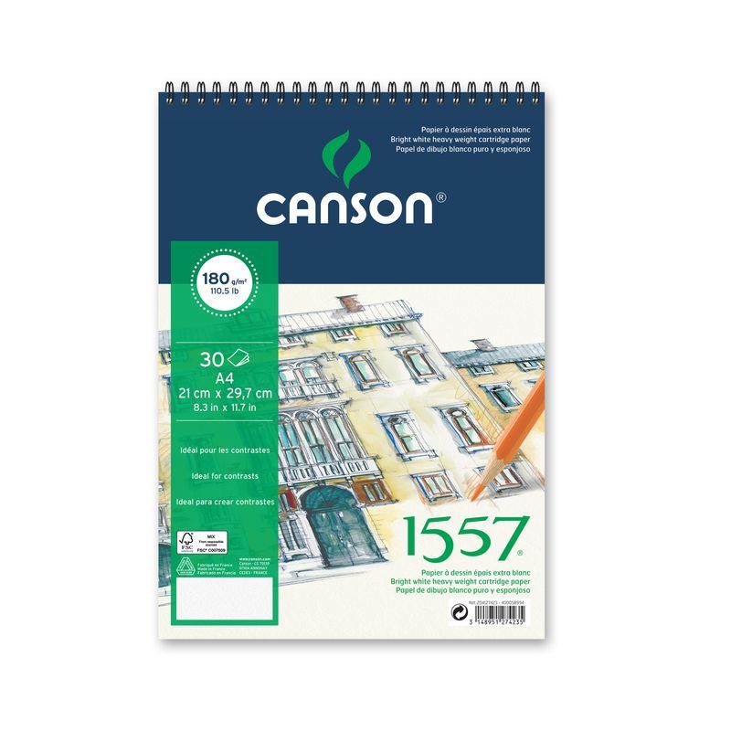 Canson 1557 180g A4 Kierre (30), piirustuslehtiö