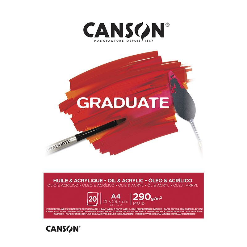 Canson Graduate Oil and Acrylic 290g A4 (20), Öljy- ja akryylilehtiö