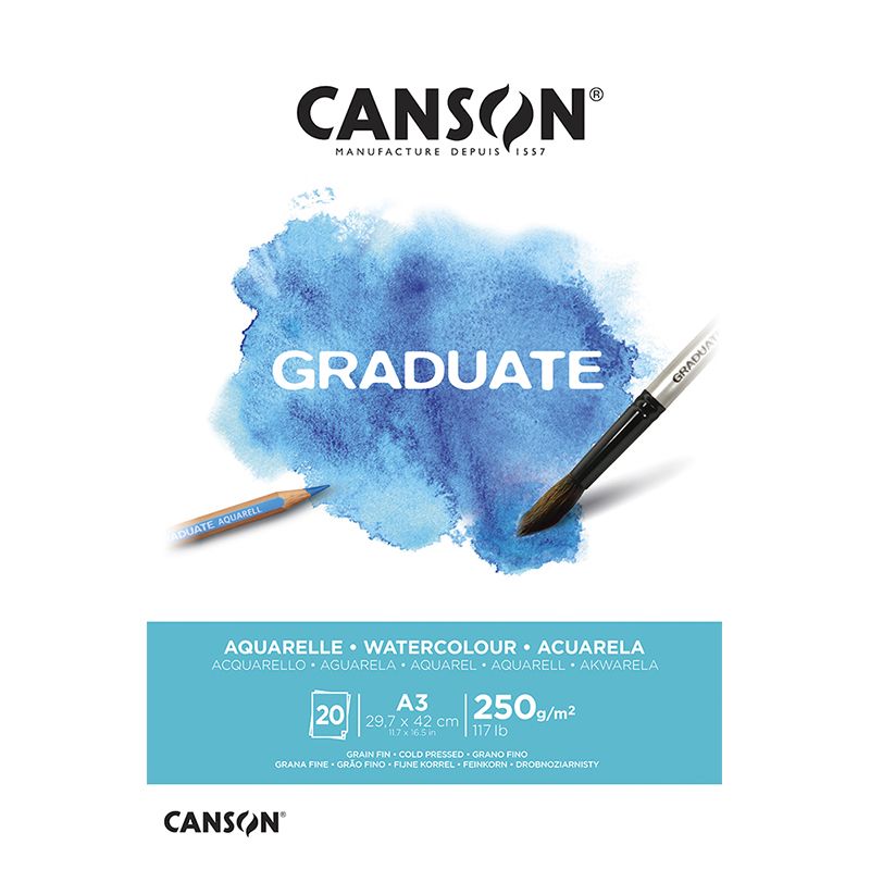 Canson Graduate Watercolor 250g A3 (20), akvarellilehtiö