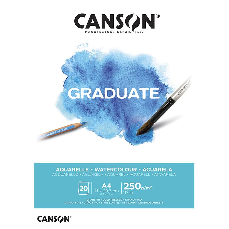 Canson Graduate Watercolor 250g A4 (20), akvarellilehtiö
