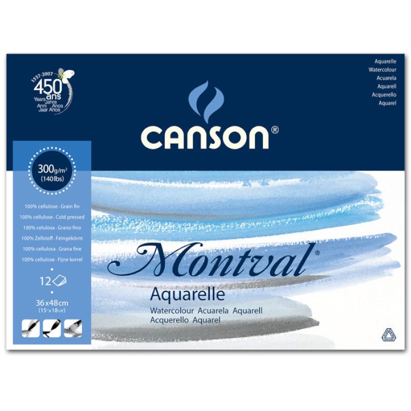 Canson Montval 300g 36x48 (12L1) Puolikarkea, akvarellilehtiö