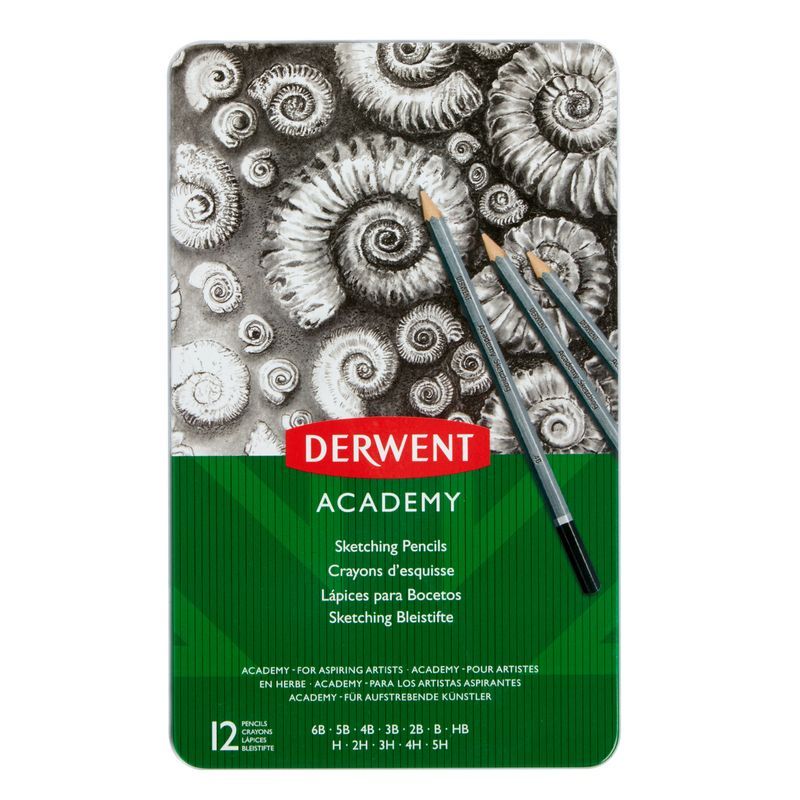 Derwent Academy Sketching 12 lajitelma, 6B,5B,4B,3B,2B,B,HB,H,2H,3H,4H,5H