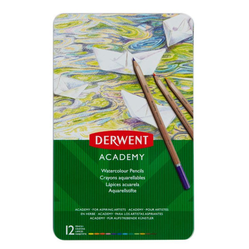 Derwent Academy Watercolour 12, vesiliukoinen värikynälajitelma
