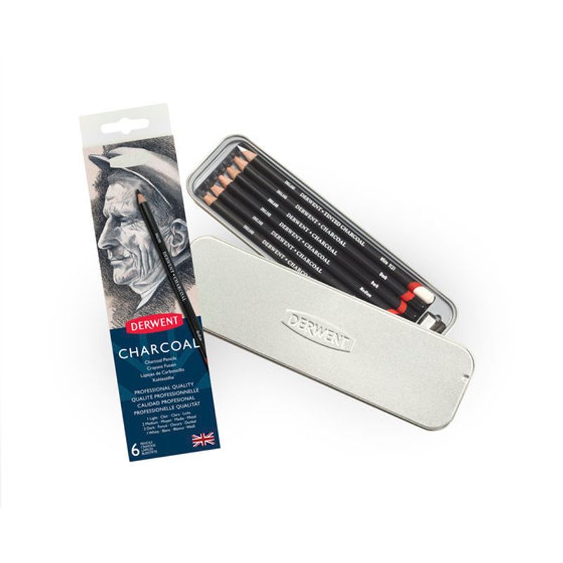 Derwent Charcoal Tin of 6