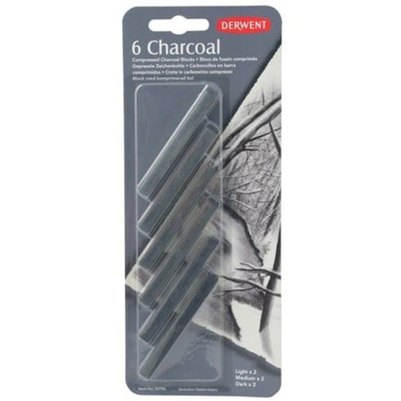Derwent Hiililiitu 6/35996 2xlight 2xmedium 2xdark, blisteri