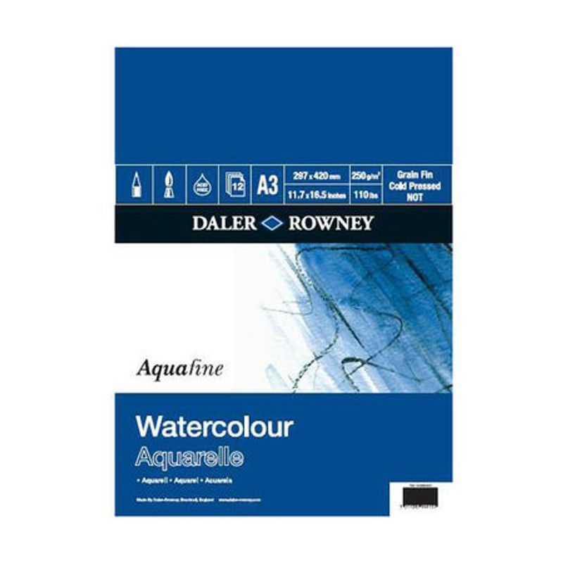 DR Aquafine akvarellilehtiö 300g 25x25 (12) PK, 100% selluloosa, 12 sivua, puolikarkea