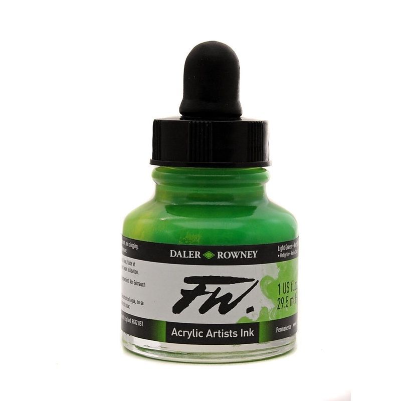 DR FW Acrylic ink 29.5ml 348 Light green, Taiteilijatasoinen muste