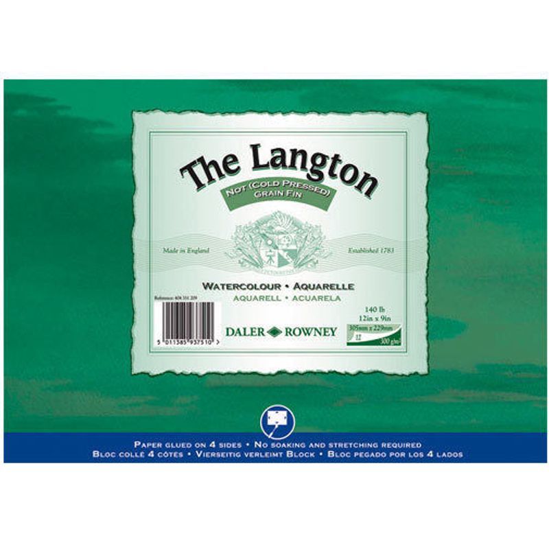 DR Langton akvarellilehtiö 300g 50x40 (12) PK, 12 lehteä, puolikarkea sellu