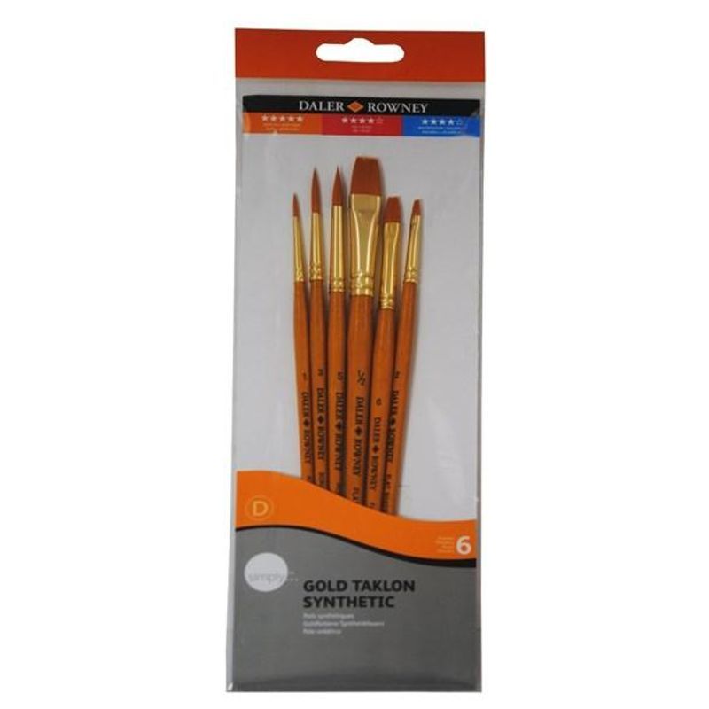 DR Simply Gold Taklon sivellinsetti 6kpl keinokuit, lyhyt varsi akryyli s2 l6 10 f4 p3 KORVAAVA 137902