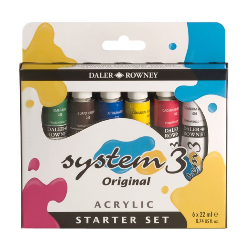 DR System 3 acrylic Starter set 6x22ml, Sis.värit:009, 620,503,123,335,223