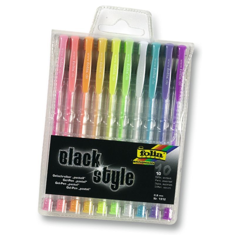 FOLIA Geelikynät Black style 10 väriä Pastelli