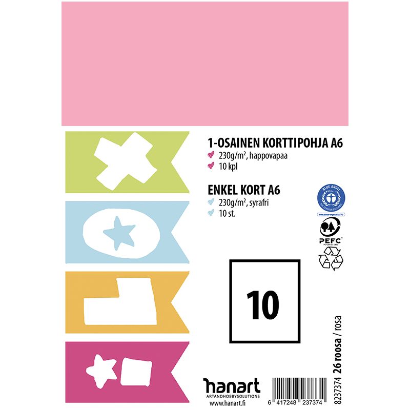 ILOX 1-os kortti 10kpl  A6 220g rosa