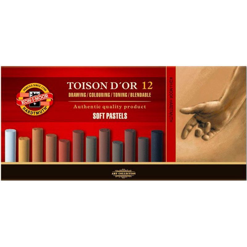 KOH Toison Artist 12 Brown kuivapastelliliitu, pyö, ruskean sävyt, kartonkirasia