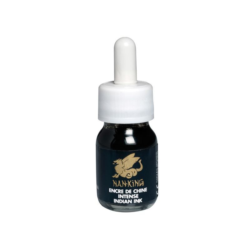 LB Nan King Indian Ink Black 30ml permanent, muste pipettikorkki arkistokelpoinen