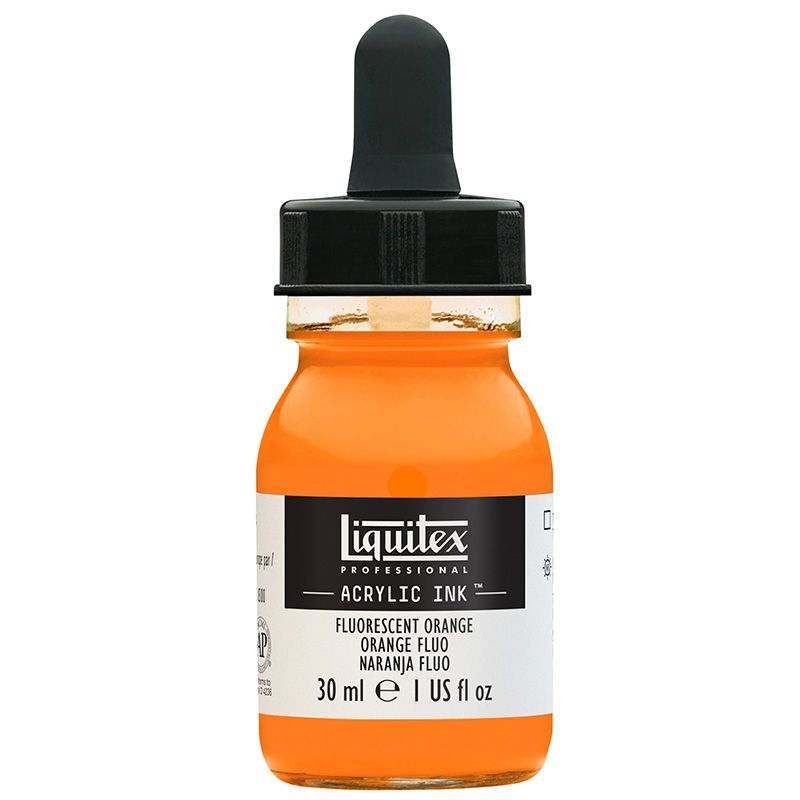 Liquitex Acrylic Ink 30ml 982 Fluorecent orange, Akryylimuste, fluoresoiva