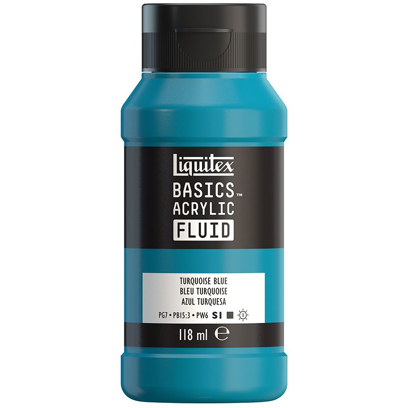 LQX Basics Fluid 118ml 046 Turquoise Blue, juokseva akryyliväri