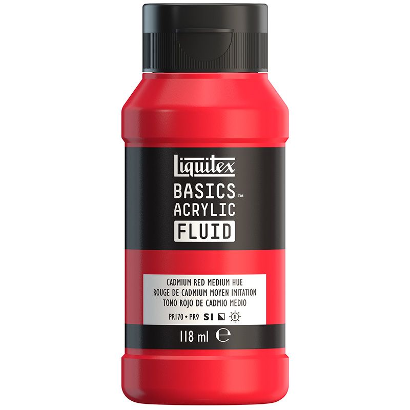 LQX Basics Fluid 118ml 151 Cadmium Red Medium Hue, juokseva akryyliväri