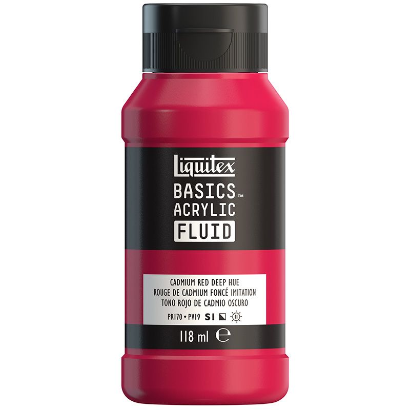 LQX Basics Fluid 118ml 311 Cadmium Red Deep Hue, juokseva akryyliväri
