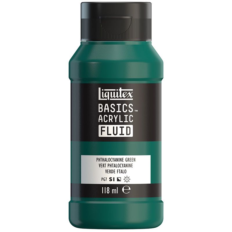LQX Basics Fluid 118ml 317 Phthalocyanine Green, juokseva akryyliväri