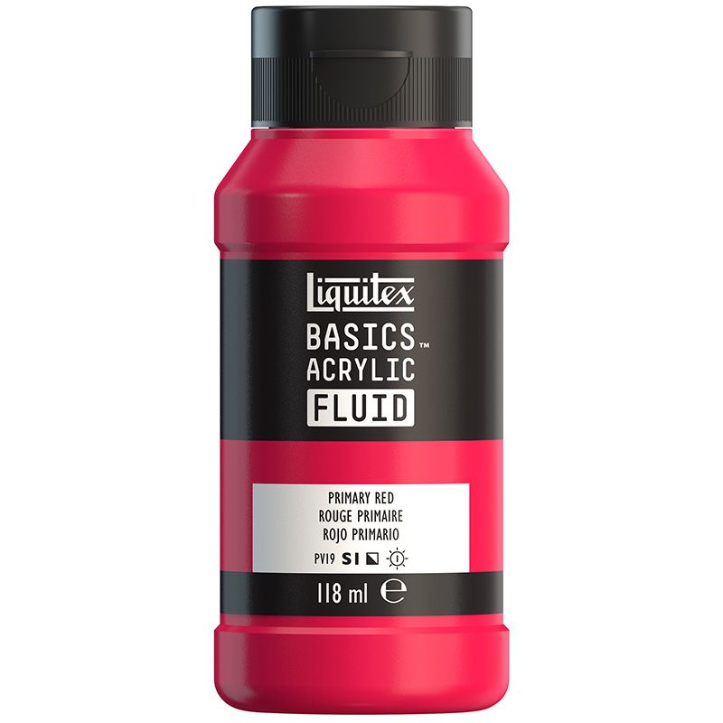 LQX Basics Fluid 118ml 415 Primary Red, juokseva akryyliväri