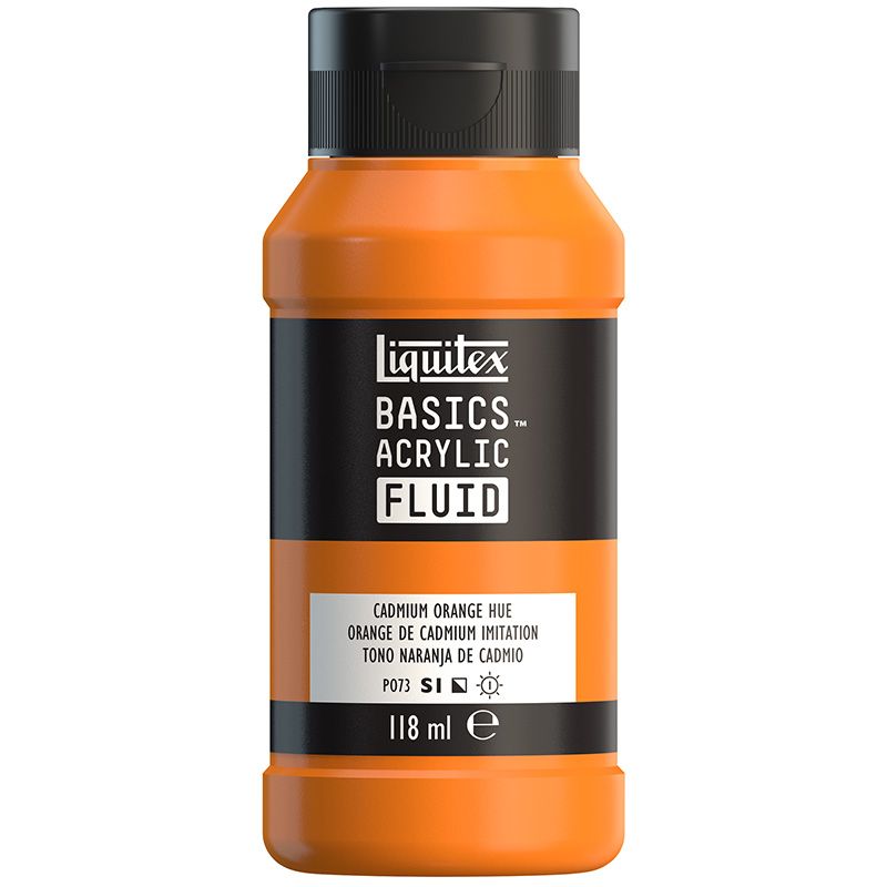 LQX Basics Fluid 118ml 720 Cadmium Orange Hue, juokseva akryyliväri
