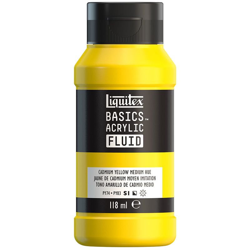 LQX Basics Fluid 118ml 830 Cadmium YellowMediumHu, juokseva akryyliväri
