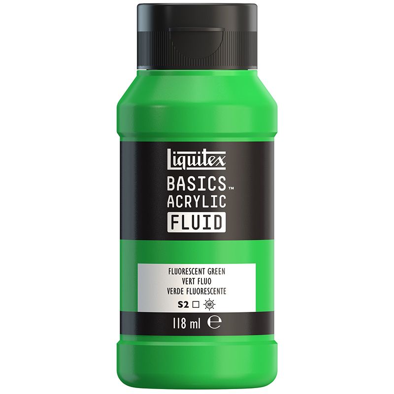 LQX Basics Fluid 118ml 985 Fluorescent Green, juokseva akryyliväri