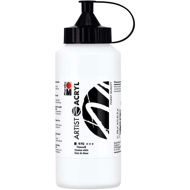 Marabu Artist Acryl 500ml, 970 titanium white, 0