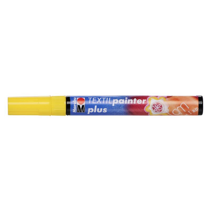 Marabu Tekstiilitussi PLUS 019 3mm keltainen, vaaleille ja tummille kankaille