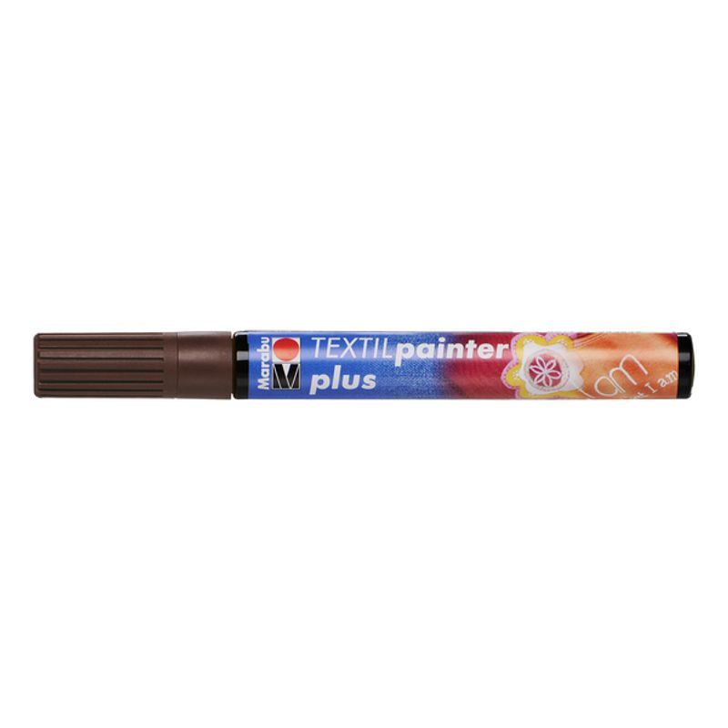 Marabu Tekstiilitussi PLUS 046 3mm keskiruskea, vaaleille ja tummille kankaille