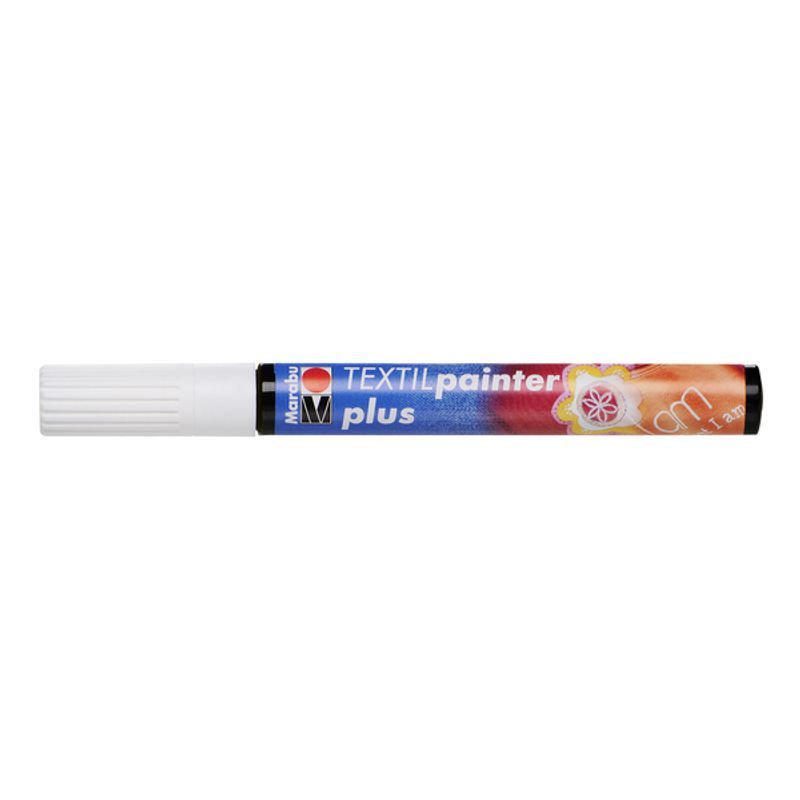 Marabu Tekstiilitussi PLUS 070 3mm valkoinen, vaaleille ja tummille kankaille