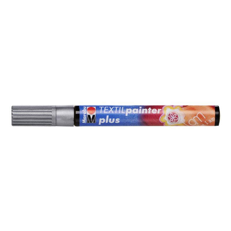 Marabu Tekstiilitussi PLUS 782 3mm hopea, vaaleille ja tummille kankaille