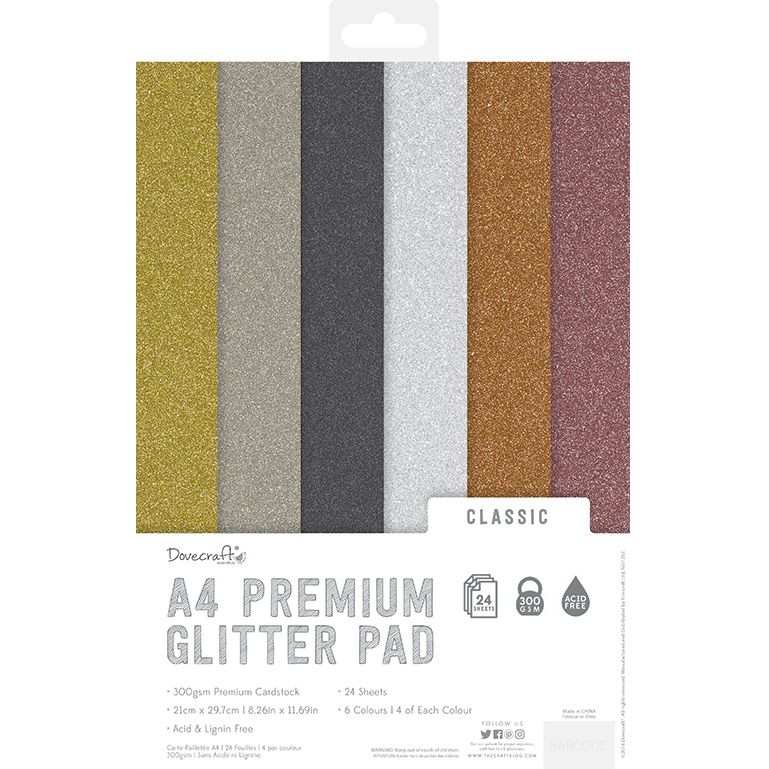 PA. DC Glitterkartonki A4  300g Classic (24) 6 vär