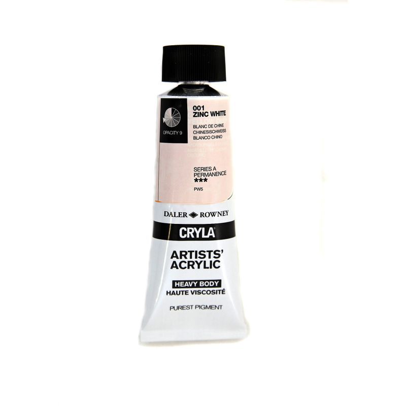 PA. DR Cryla acrylic 75ml 001 Zinc white (A), taiteilija-akryyliväri