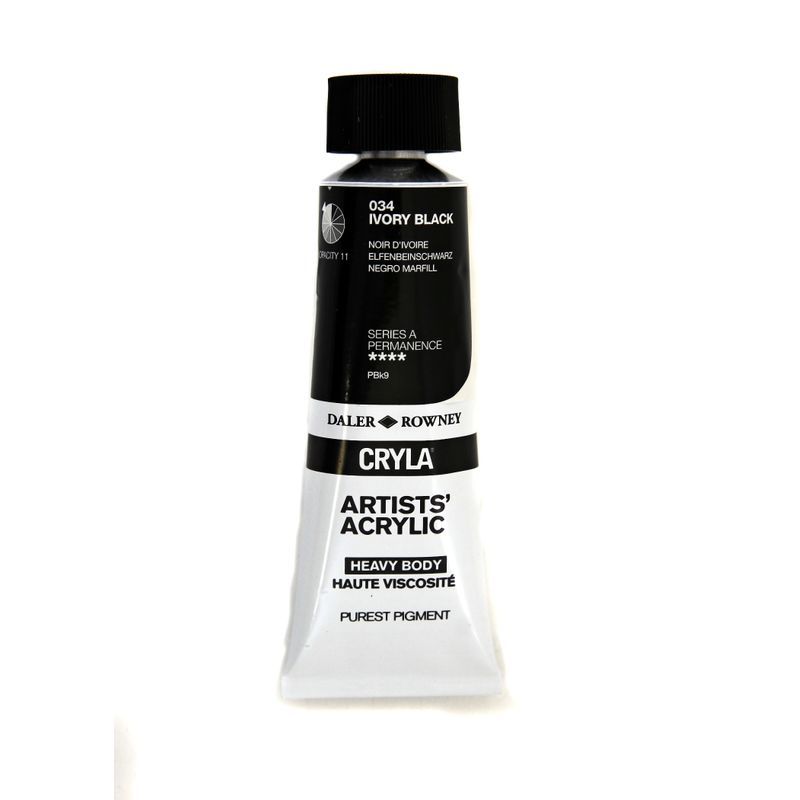 PA. DR Cryla acrylic 75ml 034 Ivory black (A), taiteilija-akryyliväri