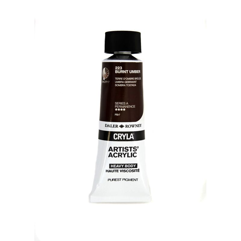 PA. DR Cryla acrylic 75ml 223 Burnt umber (A), taiteilija-akryyliväri