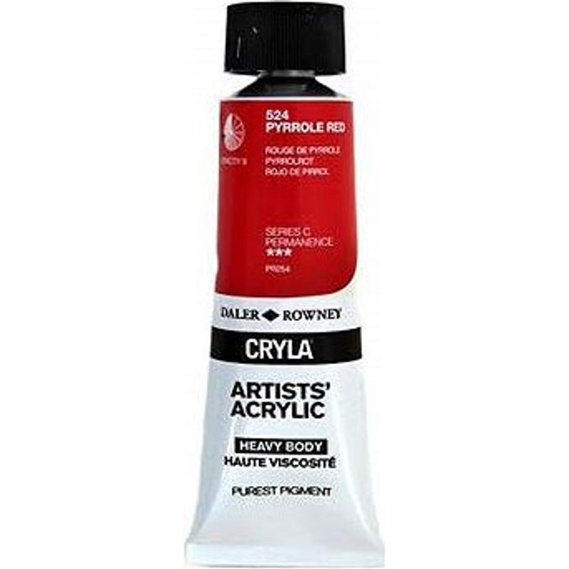 PA. DR Cryla acrylic 75ml 524 Pyrrole red (C), taiteilija-akryyliväri