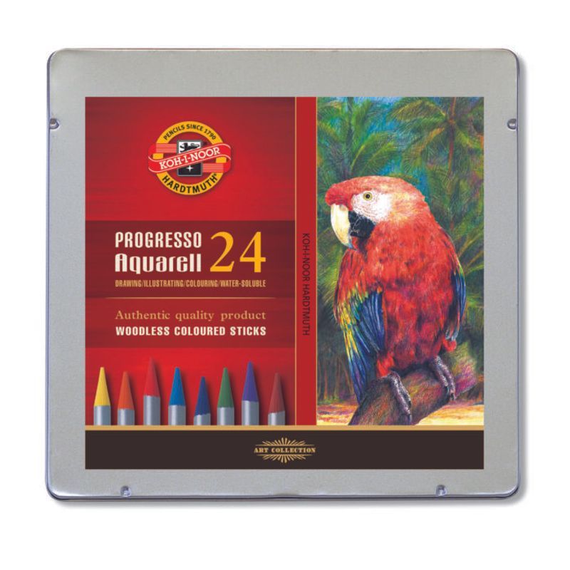 P. KOH Progresso 24 puuton akvarellikynä, metallirasia