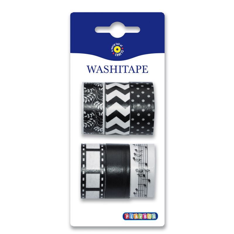 PLAYBOX Washiteippi 6kpl 15mmx5m mus-val laj