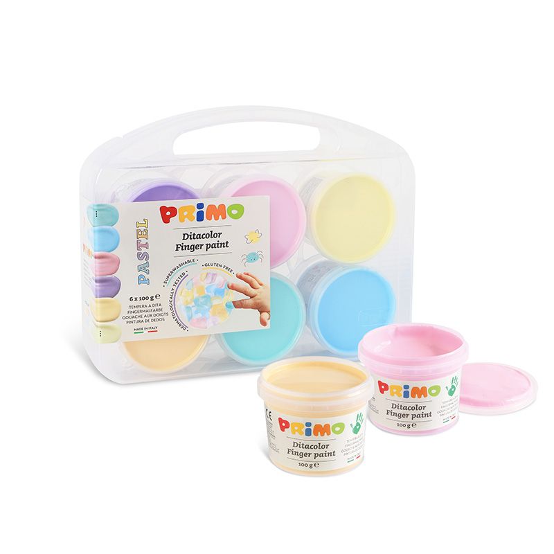 Primo sormivärit 6x100g pastellivärit, muovisalkussa